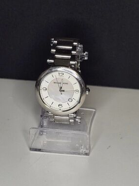 Michael Kors Silver Stainless Steel Watch with Mother-of-Pearl Dial